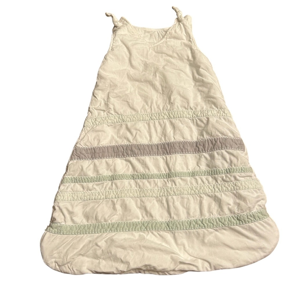 Little Coyuchi Sleep Sack 0-6M Baby Infant White Organic Cotton Striped Swaddle